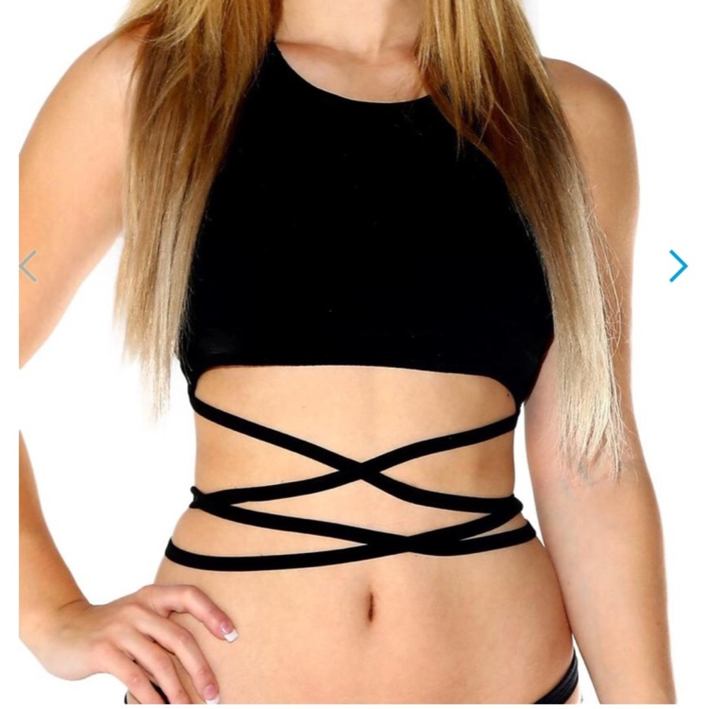 NWOT iHeartRaves Black Wrap Around Halter Top Rave